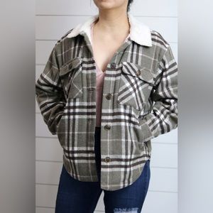 SHERPA FUR LINED PLAID SHACKET